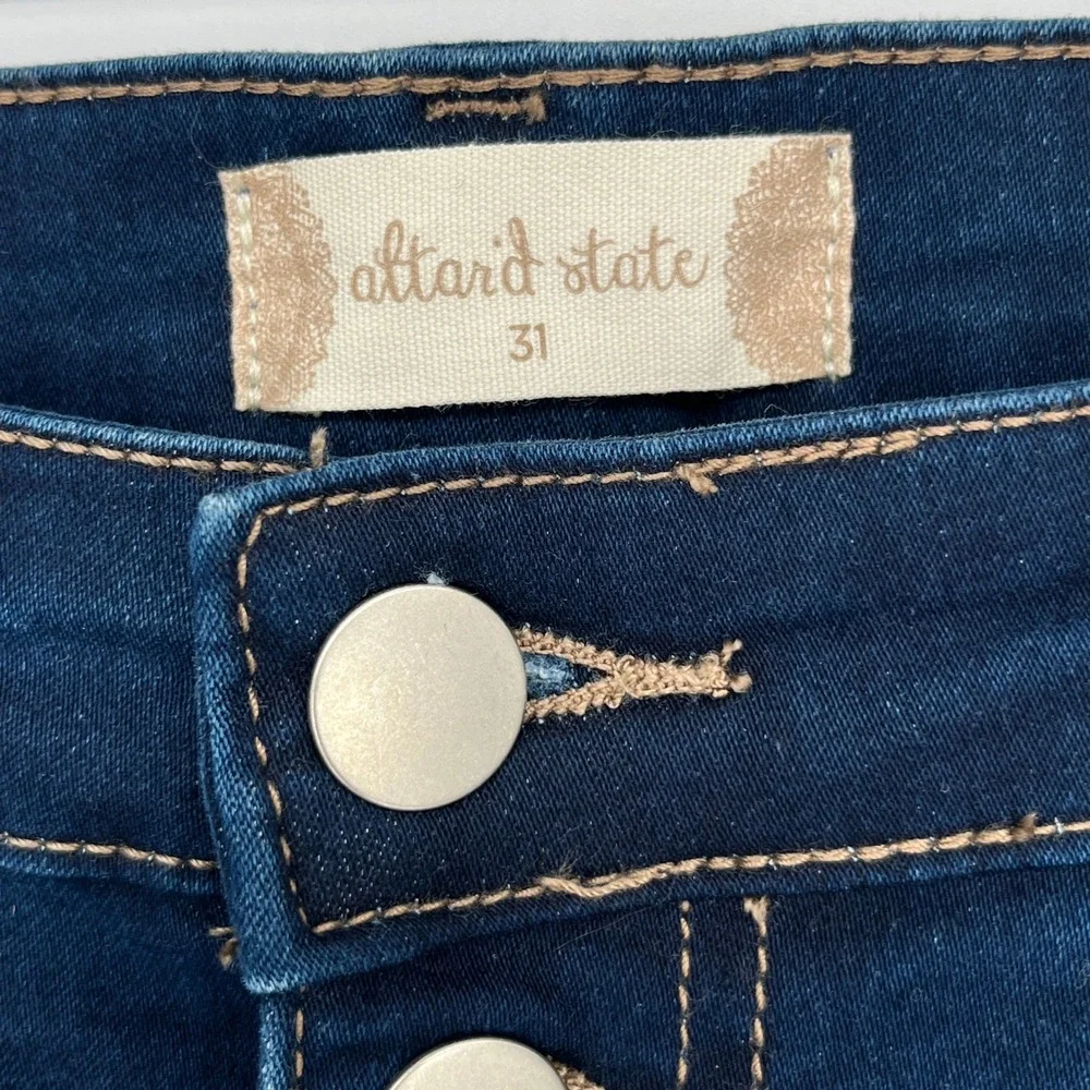 NWT Altar'd State Button Front Bell Bottom Jeans Festival Boho Stretch 31 Tall